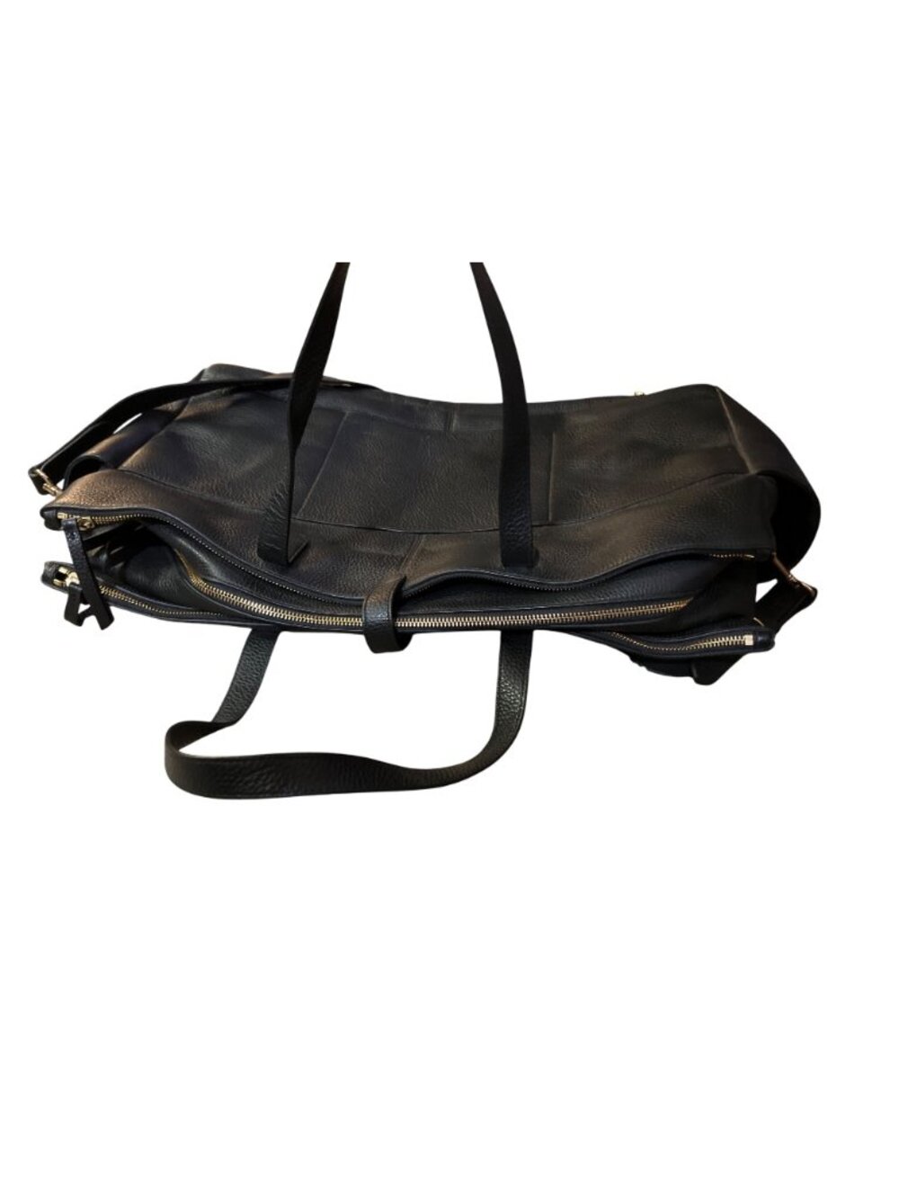 Cuyana Triple Zipper Weekender Bag Black Italian Leather Used Large - Picture 7 of 16